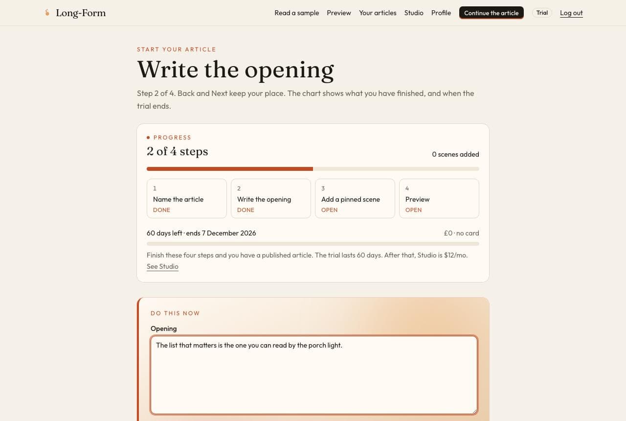 Write the opening